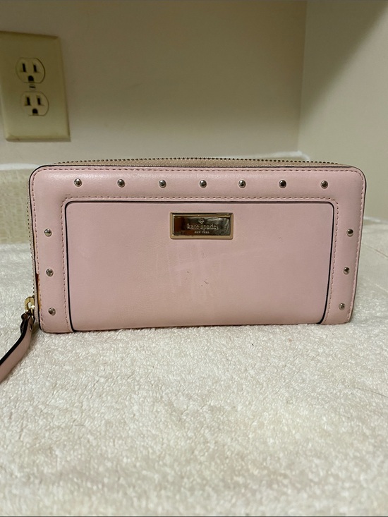 kate spade Handbags - Kate Spade Pink Stud Trim Zip-Around Wallet